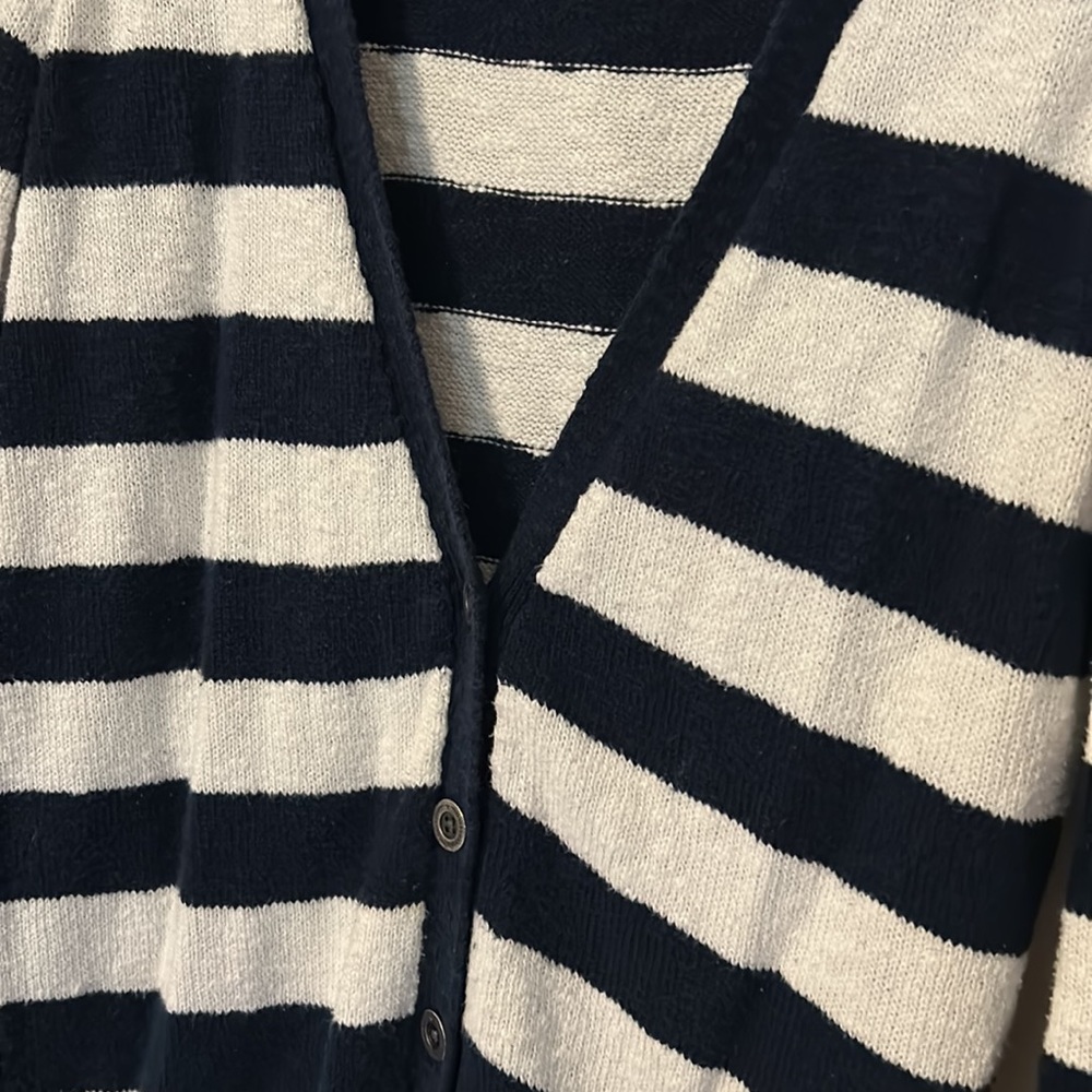 Victoria’s Secret pink navy and white striped button up sweater - Picture 3 of 3